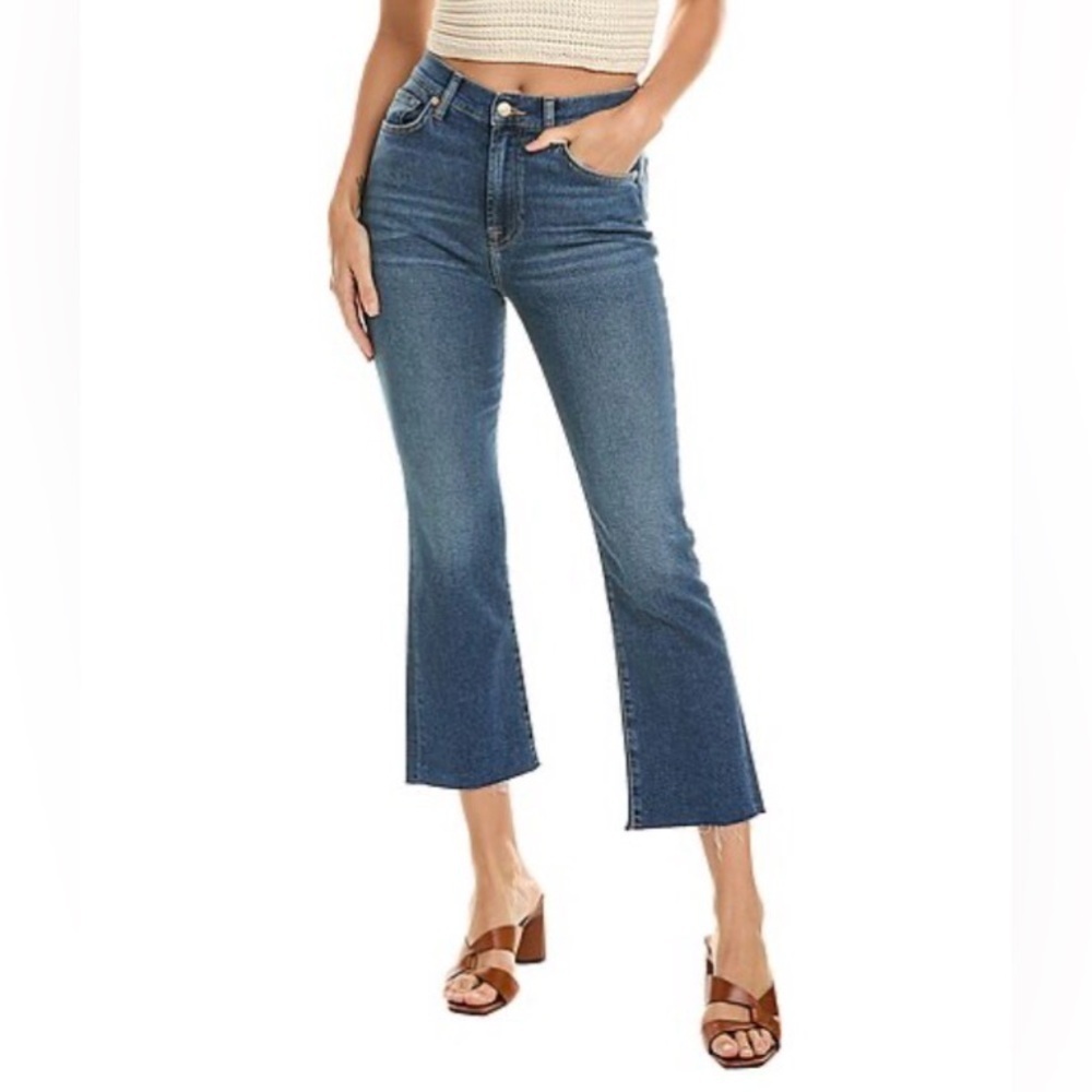 7 For All Mankind High Waist Slim Kick, Ankle Flair, Dark vintage wash, NWOT
